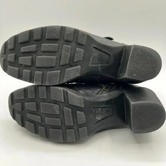 BOC Born Concept Womens10 Brown Pebbled Leather Double Buckle Heeled Zip Bootie - Picture 13 of 16